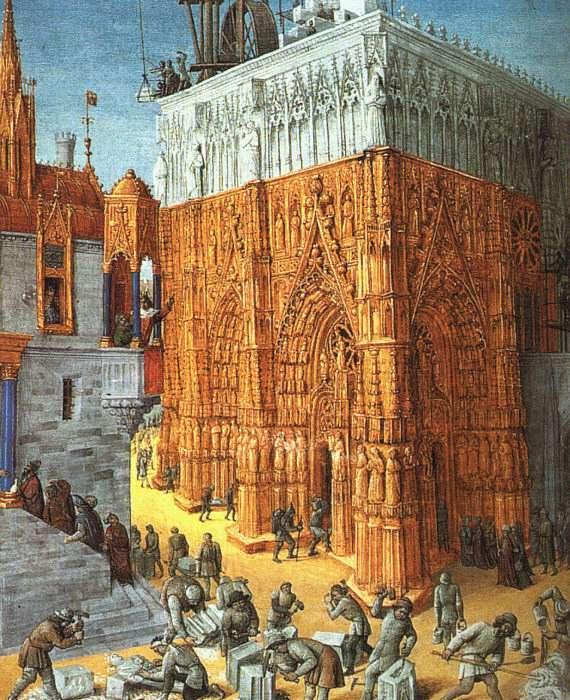 FOUQUET, Jean The Building of a Cathedral dfh Sweden oil painting art